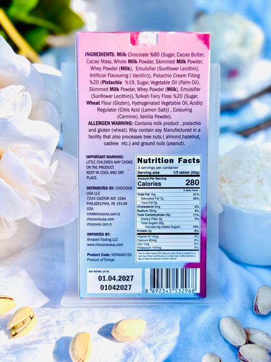 Dubai Style Angel Hair Milk Chocolate with Pistachio & Cotton Candy – 150g