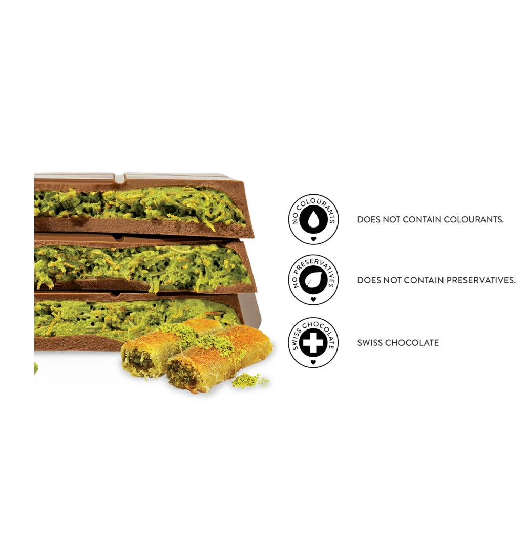 Dubai Style Milk Chocolate  with Pistachio Cream & Kadayif - 100g